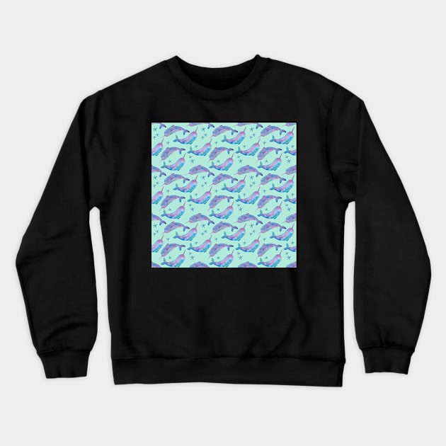 watercolour Narwhals Crewneck Sweatshirt by Kimmygowland